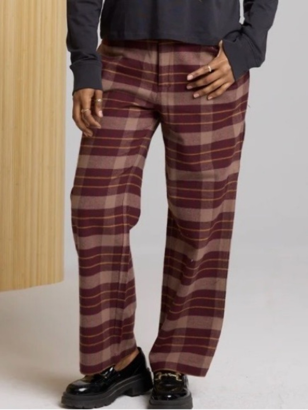 NWT Known Supply Steward Flannel Pants Straight Leg Size M in Fudge
